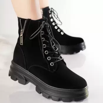 Ghete Dama Imblanite Negre din Piele Ecologica Intoarsa Amlas imagine