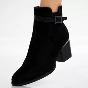 Ghete Dama Imblanite Negre din Piele Ecologica Intoarsa Milinda imagine