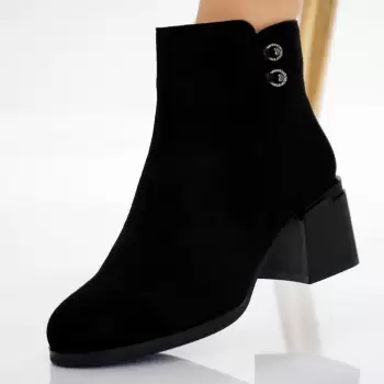 Ghete Dama Imblanite Negre din Piele Ecologica Intoarsa Sinza imagine