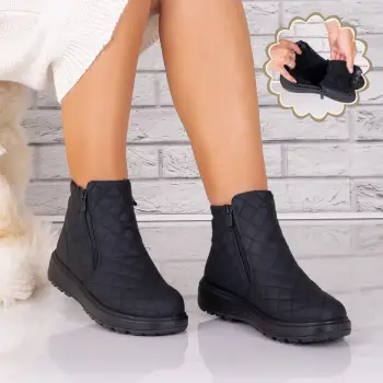 Ghete dama Imblanite Negre din Piele Ecologica Irvina imagine