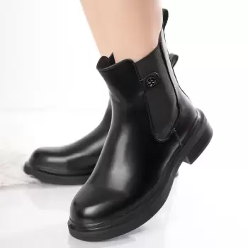 Ghete Dama Imblanite Negre din Piele Ecologica joiana imagine