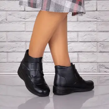 Ghete Dama Imblanite Negre din Piele Ecologica Juanita imagine