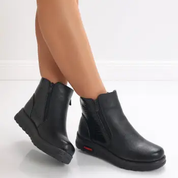 Ghete Dama Imblanite Negre din Piele Ecologica Karmida imagine