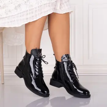 Ghete Dama Imblanite Negre din Piele Ecologica Lacuita Zorita imagine