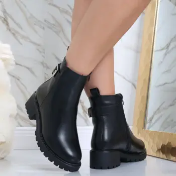 Ghete Dama Imblanite Negre din Piele Ecologica Lisera imagine