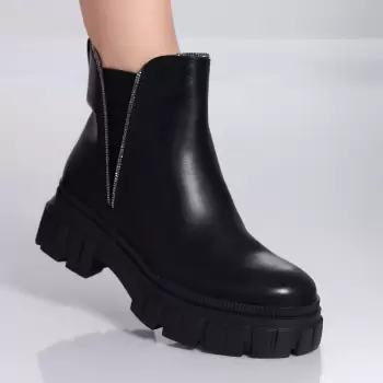 Ghete Dama Imblanite Negre din Piele Ecologica Loran imagine