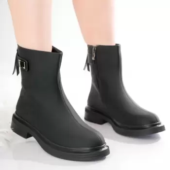 Ghete Dama Imblanite Negre din Piele Ecologica Malina imagine