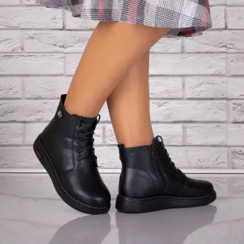 Ghete Dama Imblanite Negre din Piele Ecologica Metina imagine