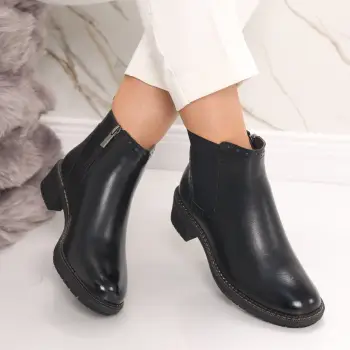 Ghete Dama Imblanite Negre din Piele Ecologica Mieira imagine