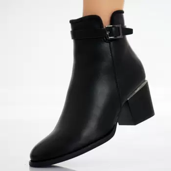 Ghete Dama Imblanite Negre din Piele Ecologica Milinda imagine