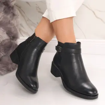 Ghete Dama Imblanite Negre din Piele Ecologica Mirvala imagine