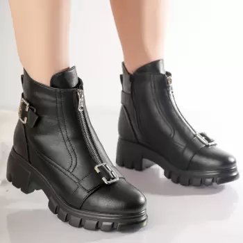 Ghete Dama Imblanite Negre din Piele Ecologica Murjana imagine