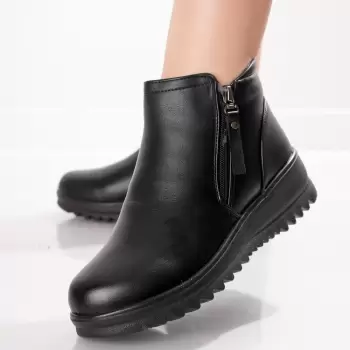 Ghete Dama Imblanite Negre din Piele Ecologica Narosa imagine