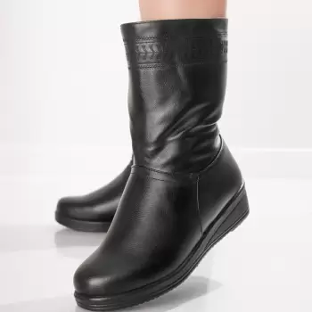 Ghete Dama Imblanite Negre din Piele Ecologica Neredea imagine