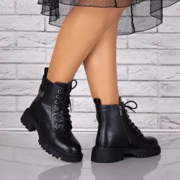 Ghete Dama Imblanite Negre din Piele Ecologica Onila imagine