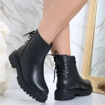 Ghete Dama Imblanite Negre din Piele Ecologica Pavia imagine