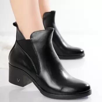 Ghete Dama Imblanite Negre din Piele Ecologica Prasya imagine