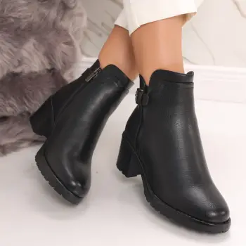 Ghete Dama Imblanite Negre din Piele Ecologica Radela imagine