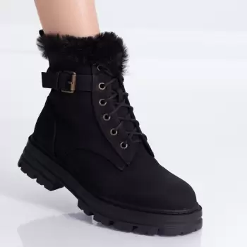 Ghete Dama Imblanite Negre din Piele Ecologica Rafif imagine