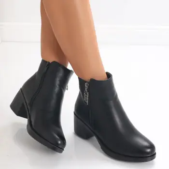 Ghete Dama Imblanite Negre din Piele Ecologica Rakifa imagine