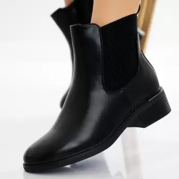 Ghete Dama Imblanite Negre din Piele Ecologica Revya imagine