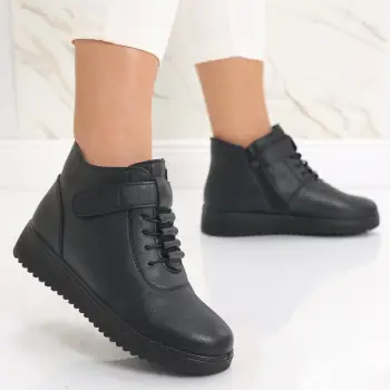 Ghete Dama Imblanite Negre din Piele Ecologica Sadina imagine