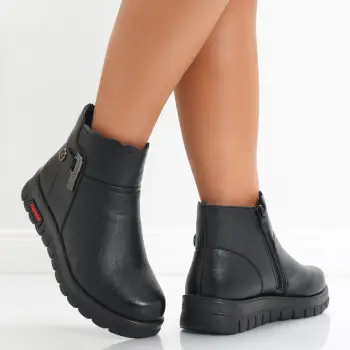 Ghete Dama Imblanite Negre din Piele Ecologica Safa imagine