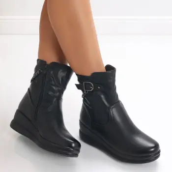 Ghete Dama Imblanite Negre din Piele Ecologica Salwa imagine