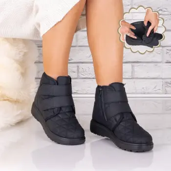 Ghete dama Imblanite Negre din Piele Ecologica Sandya imagine