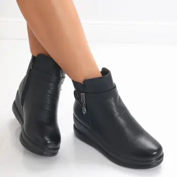 Ghete Dama Imblanite Negre din Piele Ecologica Tafina imagine