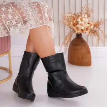 Ghete dama Imblanite Negre din Piele Ecologica Tales imagine