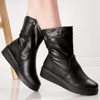 Ghete Dama Imblanite Negre din Piele Ecologica Toyca imagine