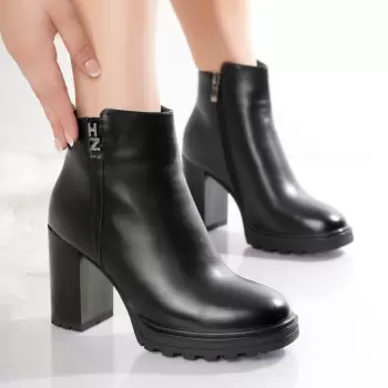 Ghete Dama Imblanite Negre din Piele Ecologica Vanda imagine