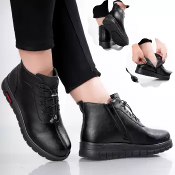 Ghete Dama Imblanite Negre din Piele Ecologica Vinca imagine