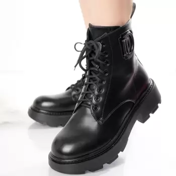 Ghete Dama Imblanite Negre din Piele Ecologica Zoyla imagine