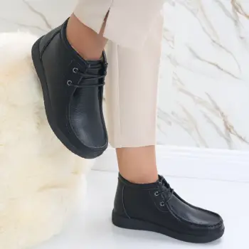 Ghete dama Imblanite Negre din Piele Naturala Musina imagine