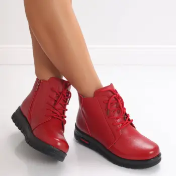 Ghete Dama Imblanite Rosii din Piele Ecologica Cafrin imagine