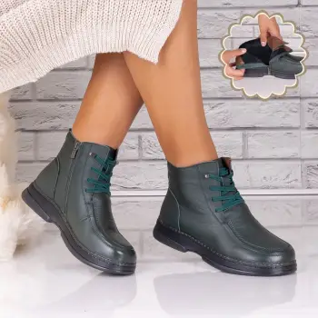 Ghete dama Imblanite Verzi din Piele Naturala Avalora imagine