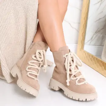 Ghete dama Kaki din Piele Ecologica Intoarsa Favya imagine