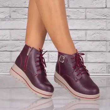 Ghete dama mblanite Bordo din Piele Naturala Galesia imagine
