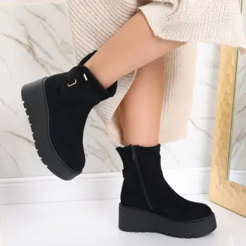 Ghete dama Negre din Piele Ecologica Intoarsa Catrina imagine