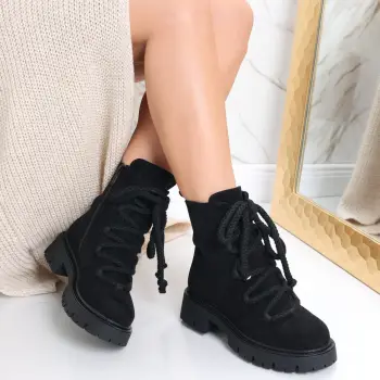 Ghete dama Negre din Piele Ecologica Intoarsa Favya imagine