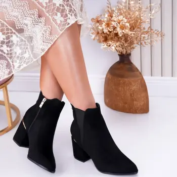 Ghete dama Negre din Piele Ecologica Intoarsa Mavy imagine