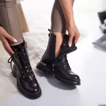 Ghete dama piele ecologica captusita maite negru imagine