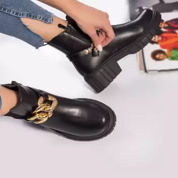 Ghete dama piele ecologica imblanita barese negru imagine