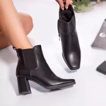 Ghete dama piele ecologica imblanita jeanne negru imagine