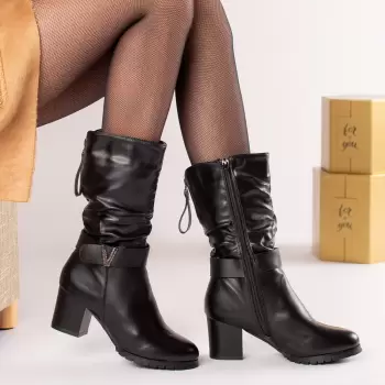 Ghete dama piele ecologica imblanite begona negre imagine