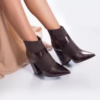 Ghete dama piele ecologica intoarsa neimblanita nadia gri imagine