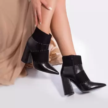 Ghete dama piele ecologica intoarsa neimblanita nadia negru imagine