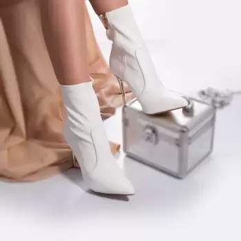 Ghete dama piele ecologica neimblanita paulina alb imagine